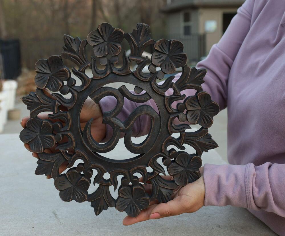 4106 Handcrafted Wooden Om Wall Decor Hanging Art